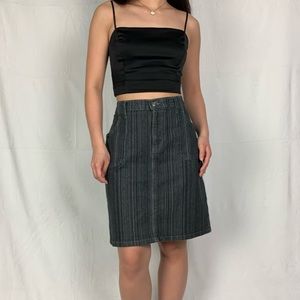 point zero jeans 28" vintage grey and black pinstripe jean skirt